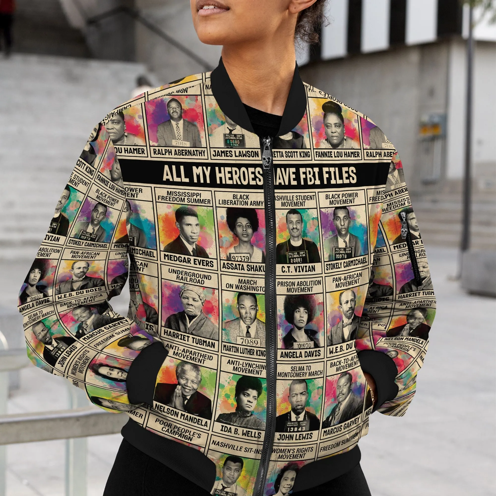 All My Heroes Have FBI Files Bomber Jacket