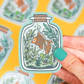 Aquatic Goldfish Terrarium Jar Valentine's Day Vinyl Sticker