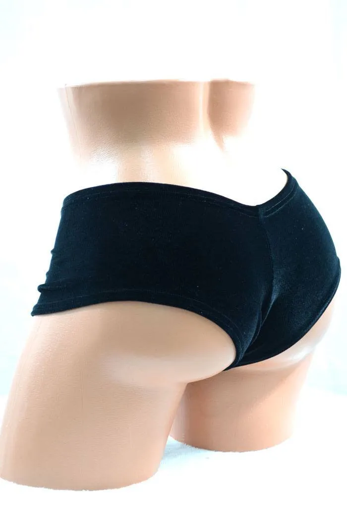 Black Velvet Cheeky Booty Shorts