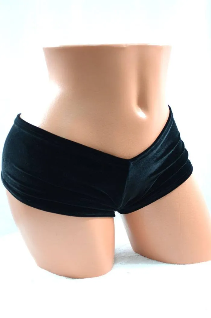 Black Velvet Cheeky Booty Shorts
