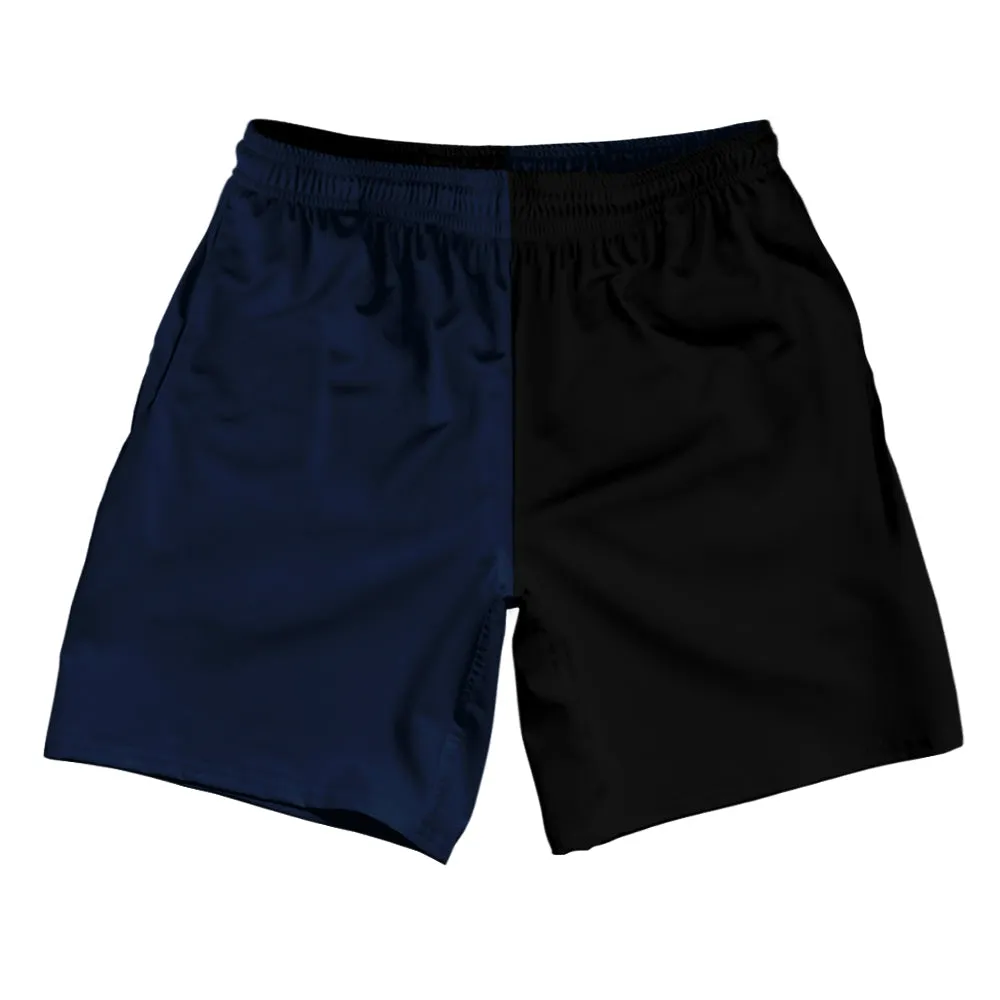 Blue Navy And Black Quad Color Athletic Running Fitness Exercise Shorts 7" Inseam Shorts Made In USA