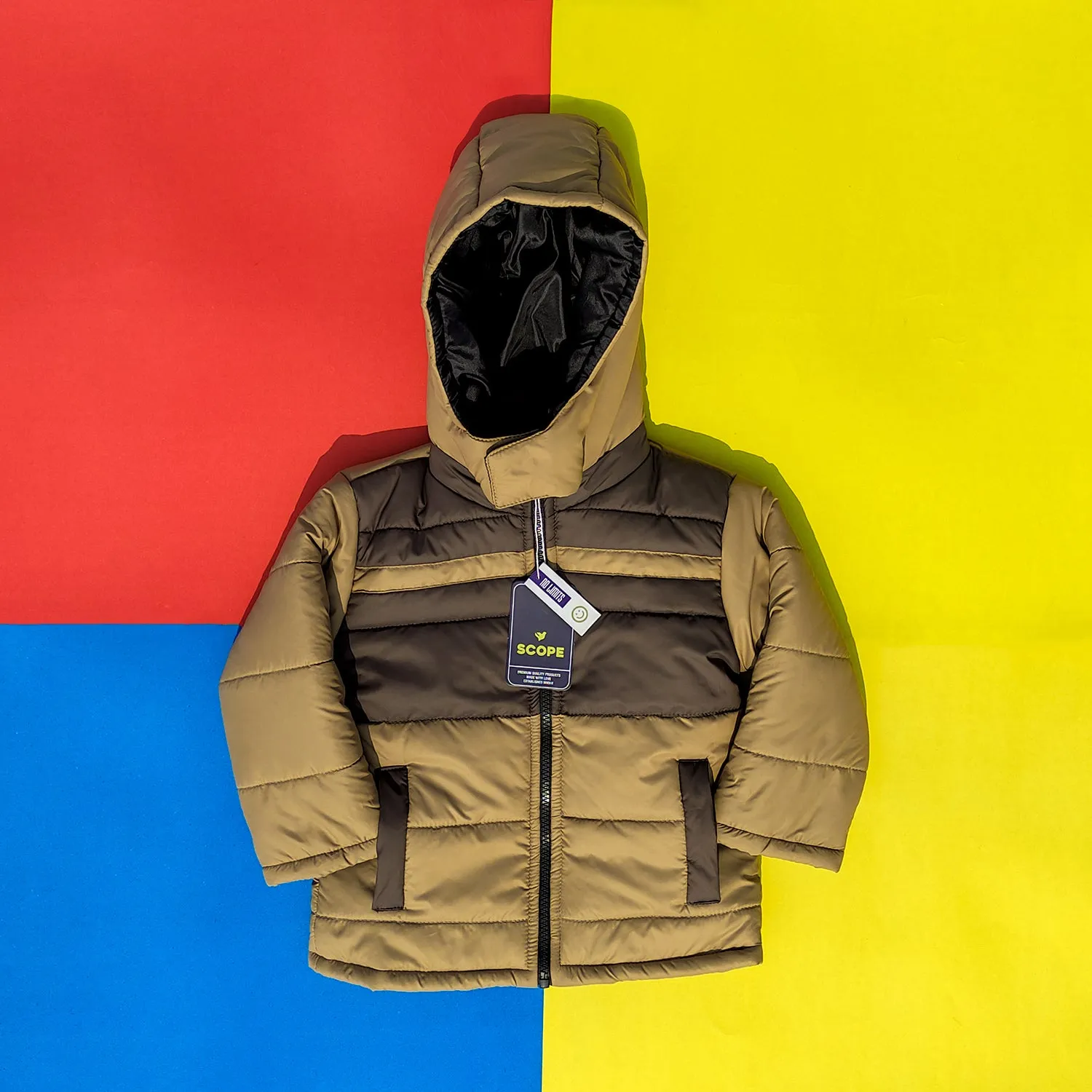 Camel & Brown Full Sleeves Puffer Jacket