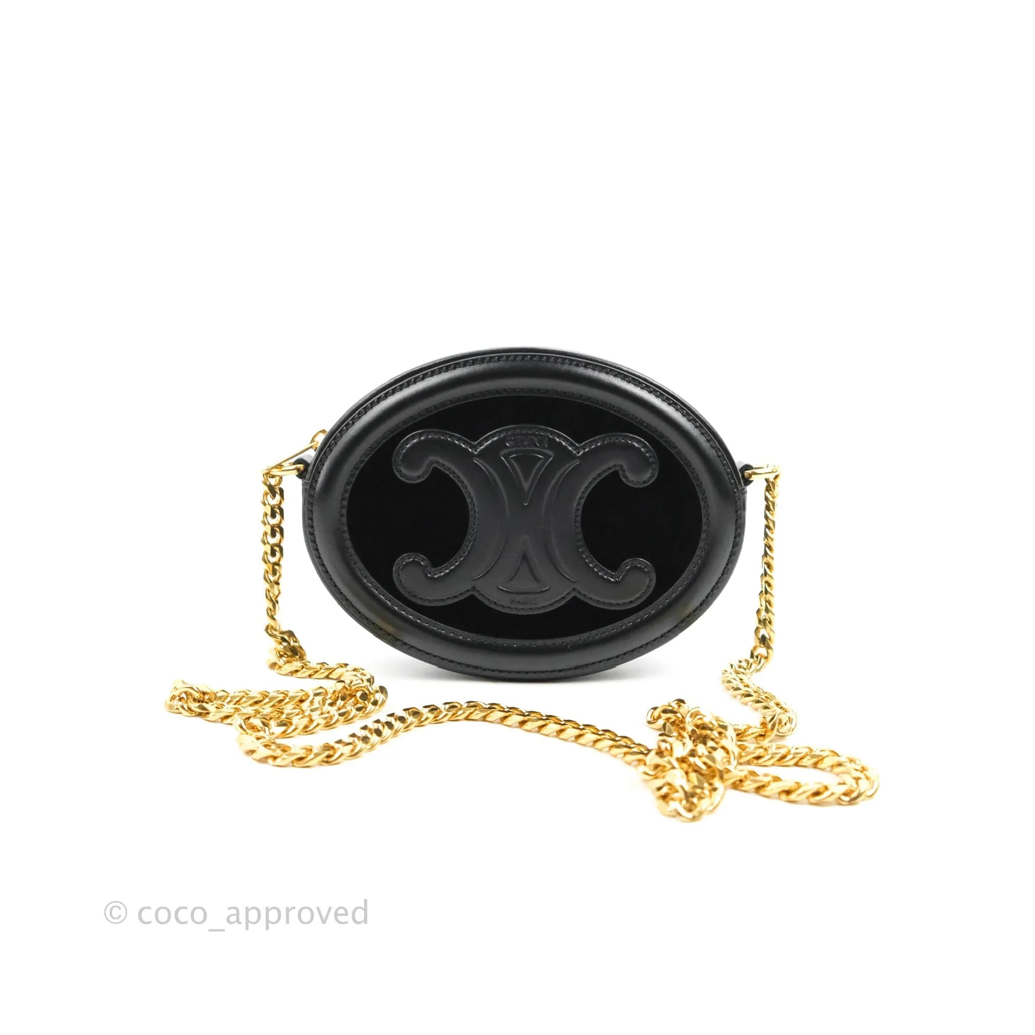 Celine Crossbody Purse With Chain In Velvet Black