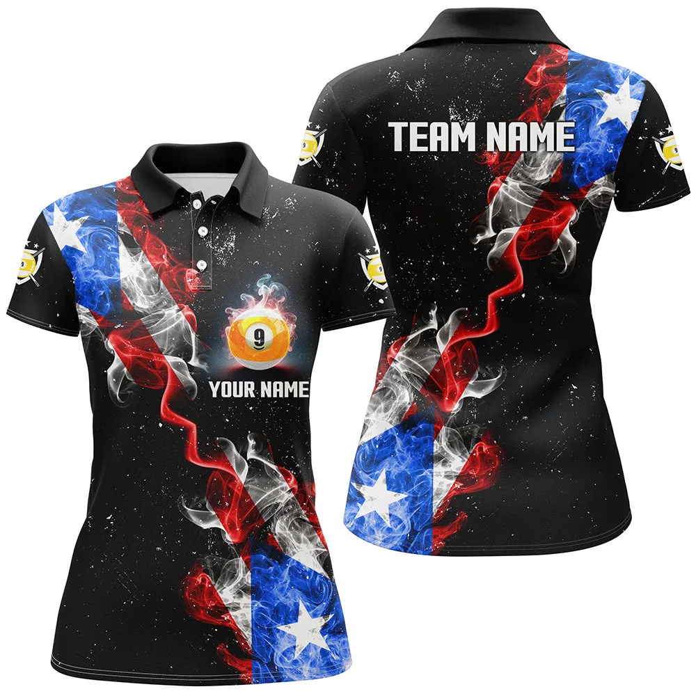Coolspod 9 Ball Pool Us Flag Smoke Custom Grunge Billiard Polo Shirts, Patriotic Billiard Jerseys Uniform