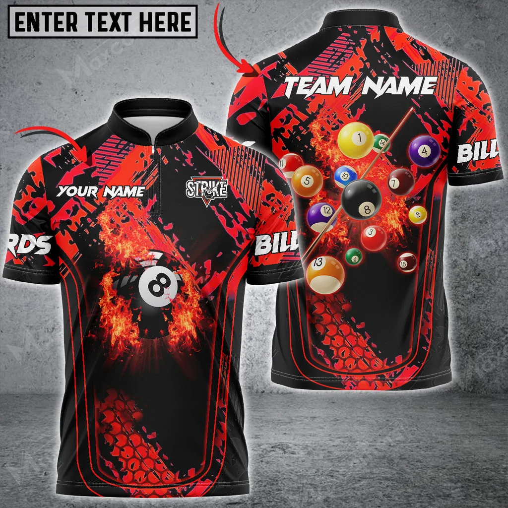 Coolspod Billiards Fire Grunge Multicolor Personalized Name, Team Name Unisex 3D Jersey Shirt