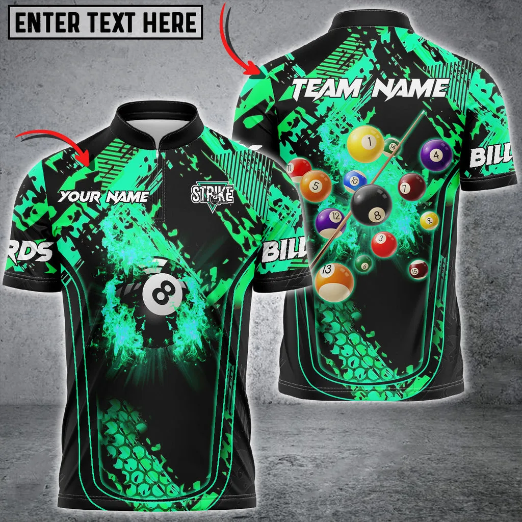 Coolspod Billiards Fire Grunge Multicolor Personalized Name, Team Name Unisex 3D Jersey Shirt