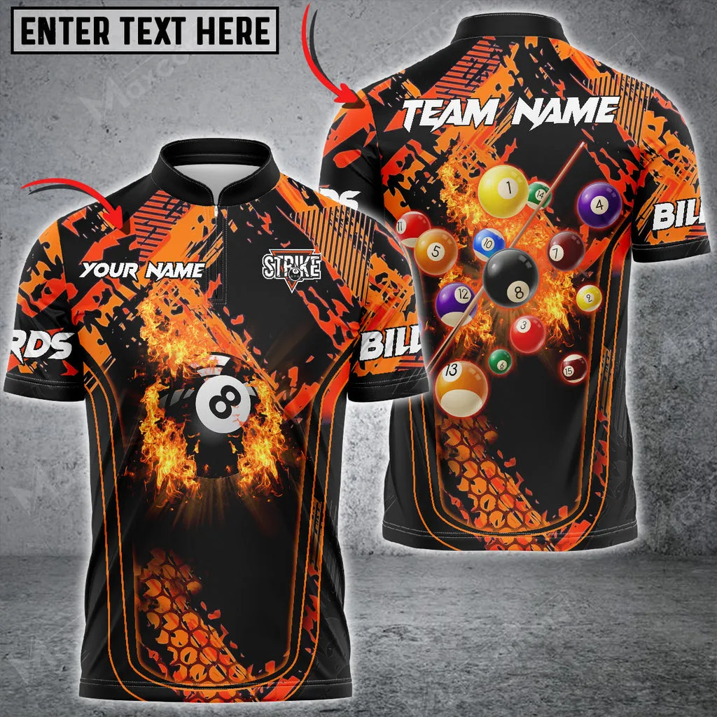 Coolspod Billiards Fire Grunge Multicolor Personalized Name, Team Name Unisex 3D Jersey Shirt