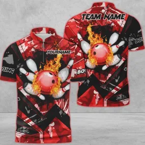 Coolspod Bowling And Pins Abstract Grunge Texture v3 Multicolor Option Customized Name 3D Shirt, Gift fot Bowler