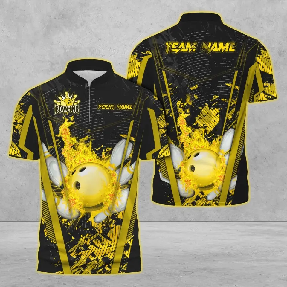 Coolspod Bowling And Pins Abstract Grunge Texture v4 Multicolor Option Customized Name 3D Bowling Jersey Shirt