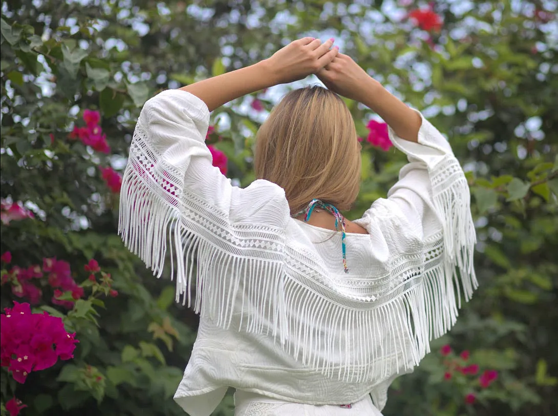 Cropped tasseled jacket