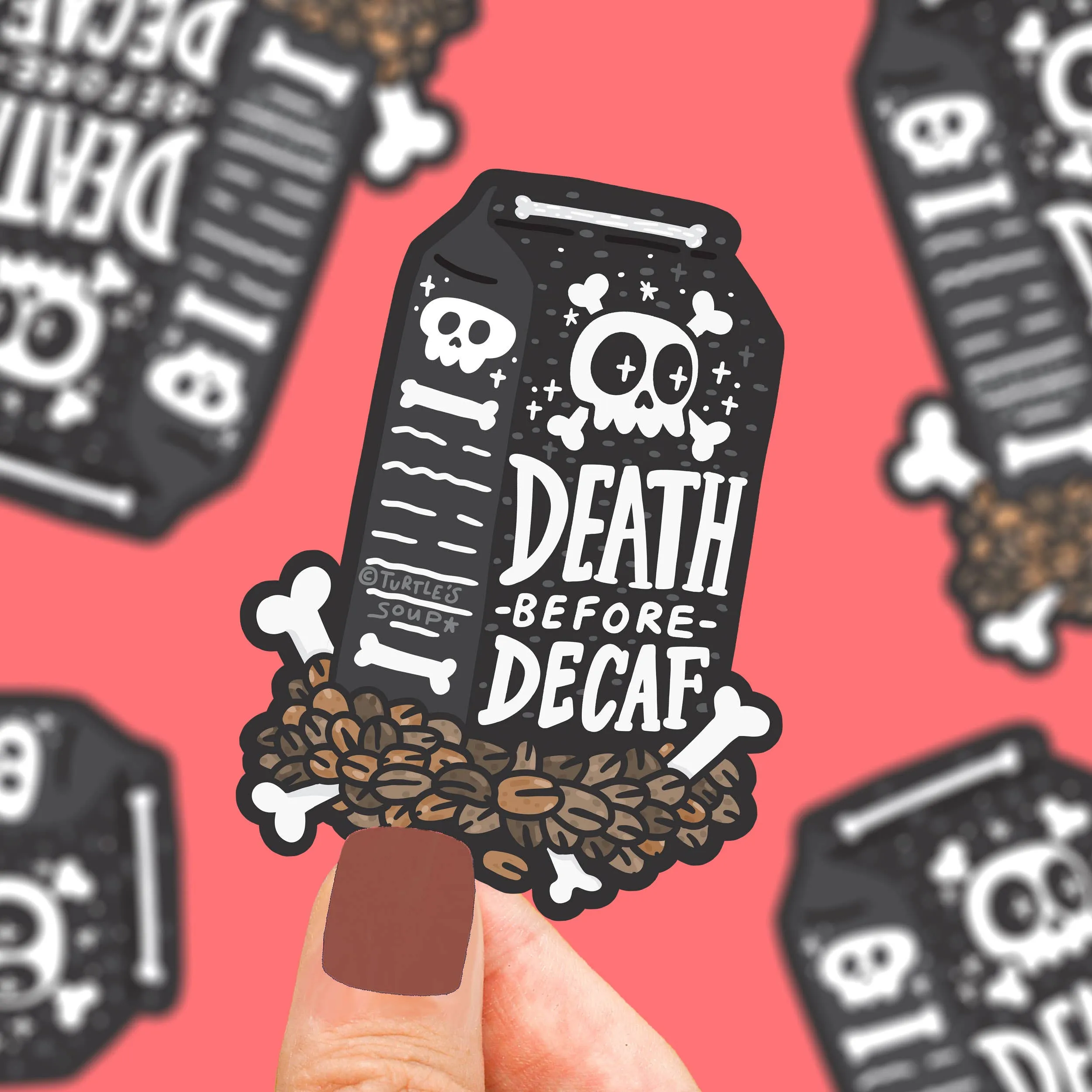 Death Before Decaf Coffee Stocking Stuffer Vinyl Sticker