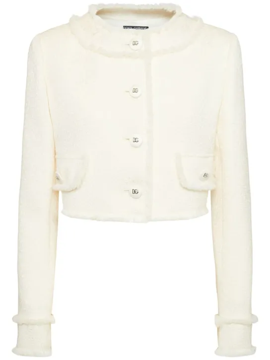 Dolce&amp;Gabbana   Collarless tweed cropped jacket 