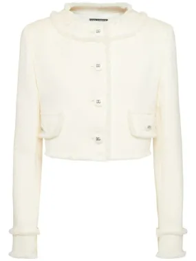 Dolce&amp;Gabbana   Collarless tweed cropped jacket 