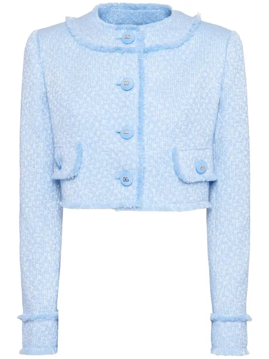 Dolce&amp;Gabbana   Collarless tweed cropped jacket 
