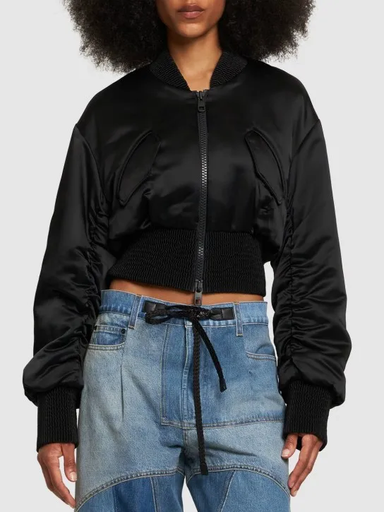 Dolce&amp;Gabbana   Draped satin cropped bomber jacket 