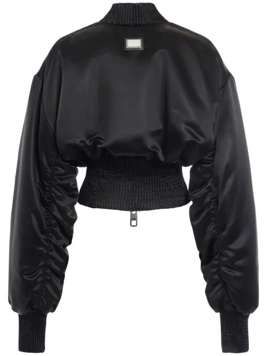 Dolce&amp;Gabbana   Draped satin cropped bomber jacket 