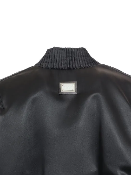 Dolce&amp;Gabbana   Draped satin cropped bomber jacket 