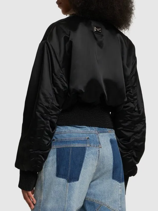 Dolce&amp;Gabbana   Draped satin cropped bomber jacket 