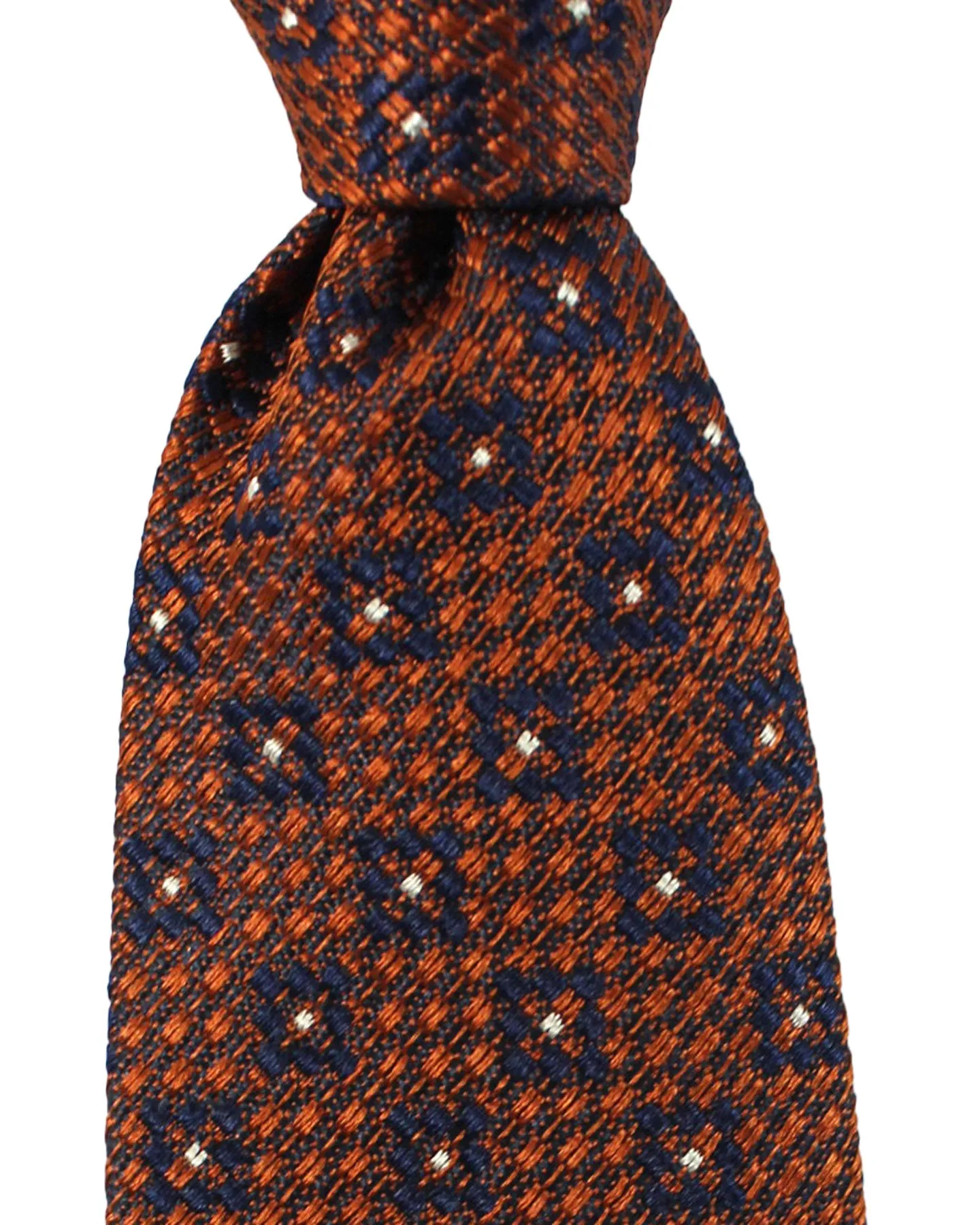 Ermenegildo Zegna Tie Brown Navy Geometric Narrow Cut SALE