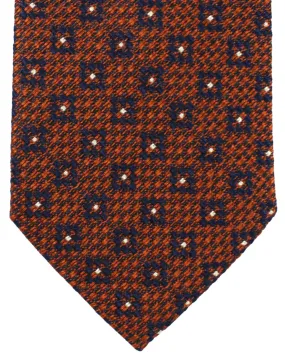 Ermenegildo Zegna Tie Brown Navy Geometric Narrow Cut SALE