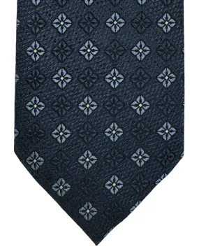 Ermenegildo Zegna Tie Dark Blue Gray Mini Floral