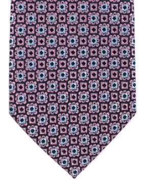Ermenegildo Zegna Tie Pink Blue Geometric Narrow Cut