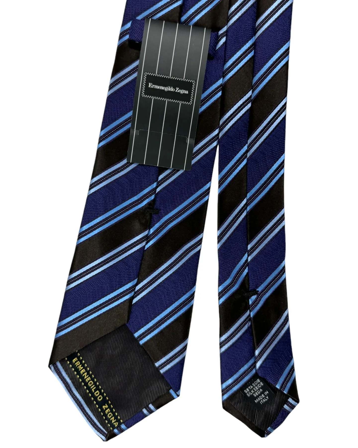 Ermenegildo Zegna Tie Purple Dark Blue Stripes