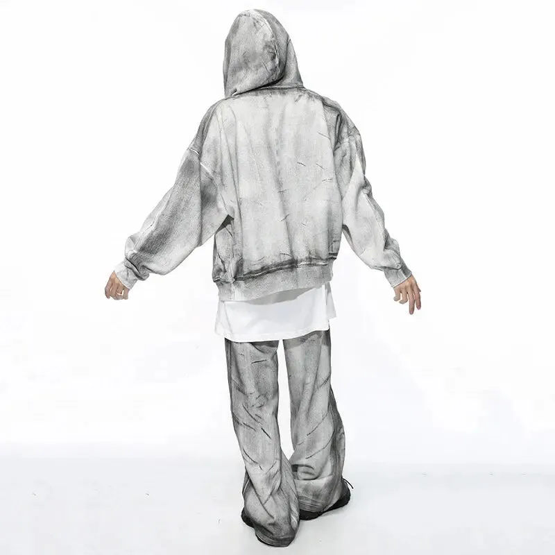 Gray Washed Destroyed Baggy Sweatpants
