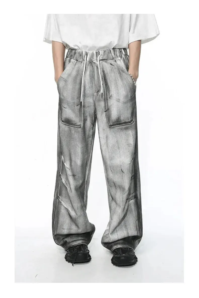 Gray Washed Destroyed Baggy Sweatpants