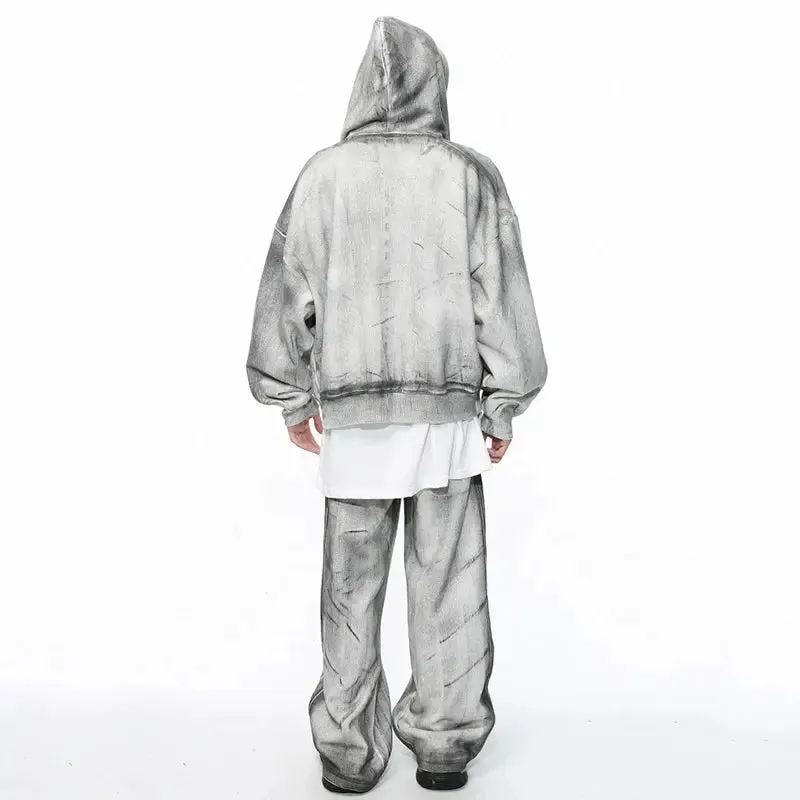 Gray Washed Destroyed Baggy Sweatpants