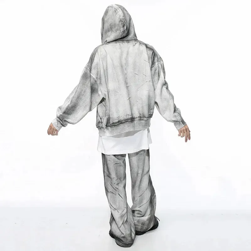 Gray Washed Destroyed Baggy Sweatpants