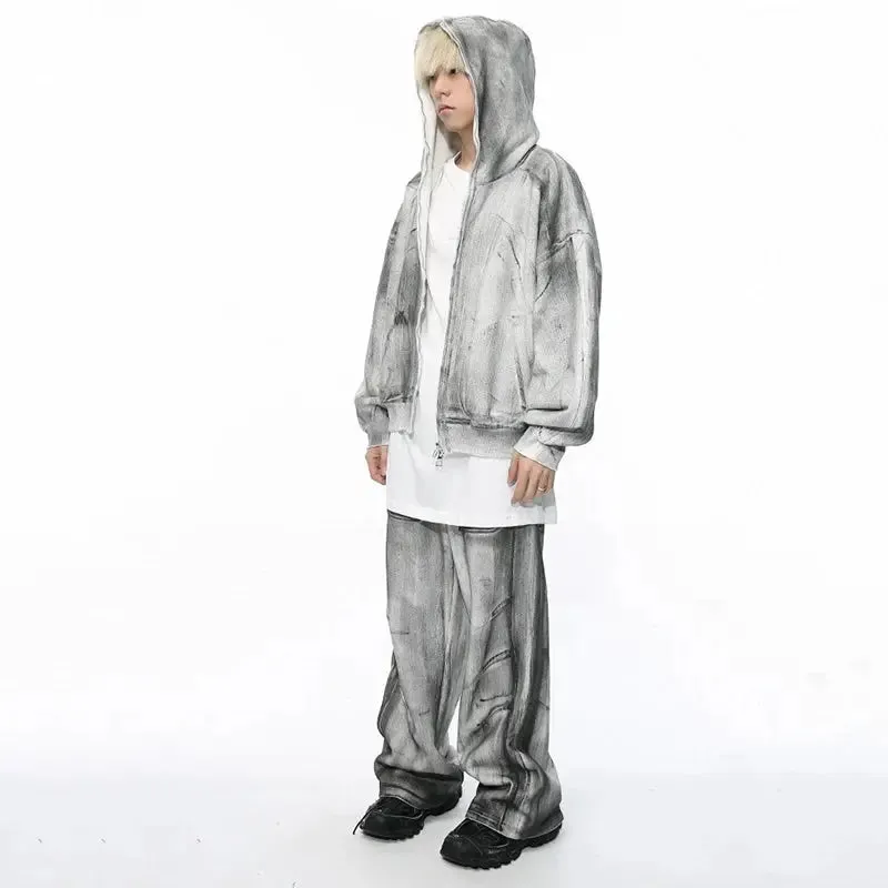 Gray Washed Destroyed Baggy Sweatpants