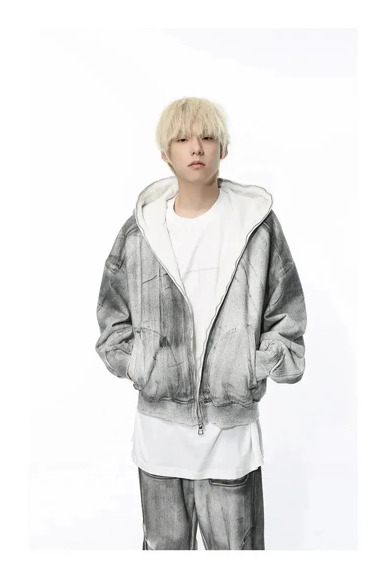Gray Washed Destroyed Baggy Sweatpants