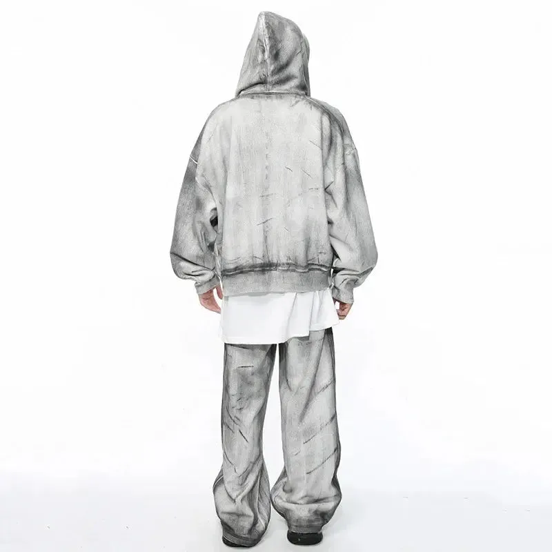 Gray Washed Destroyed Baggy Sweatpants