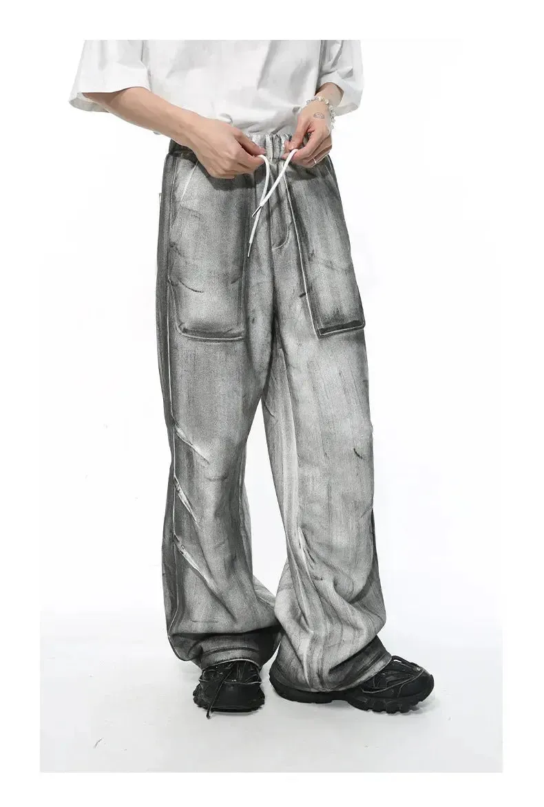 Gray Washed Destroyed Baggy Sweatpants