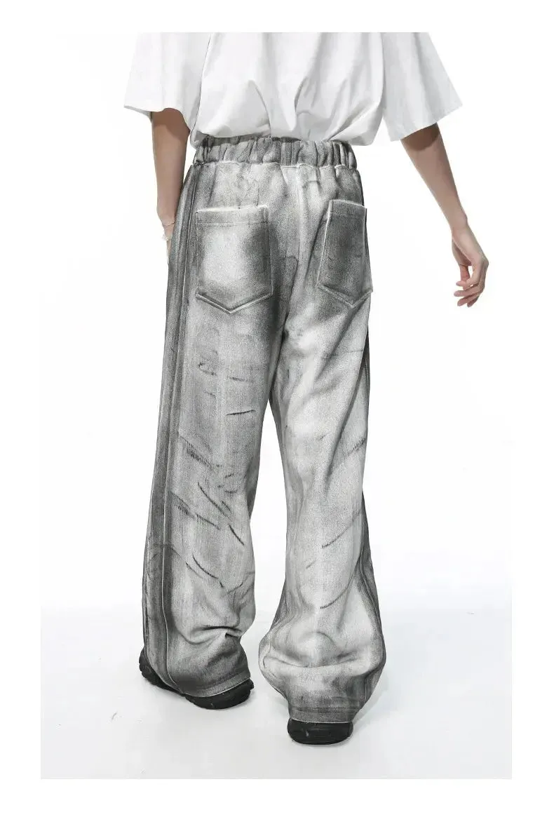 Gray Washed Destroyed Baggy Sweatpants