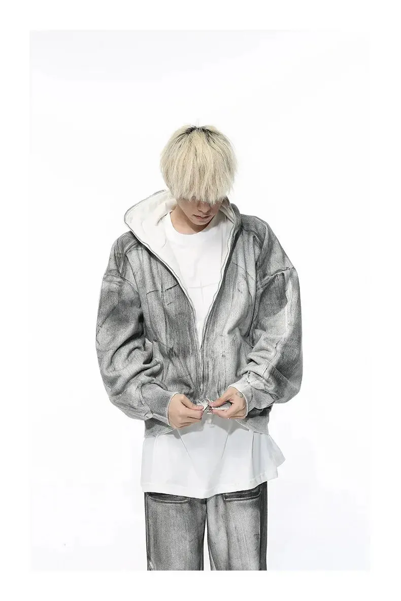 Gray Washed Destroyed Baggy Sweatpants