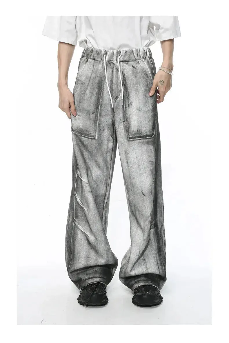 Gray Washed Destroyed Baggy Sweatpants