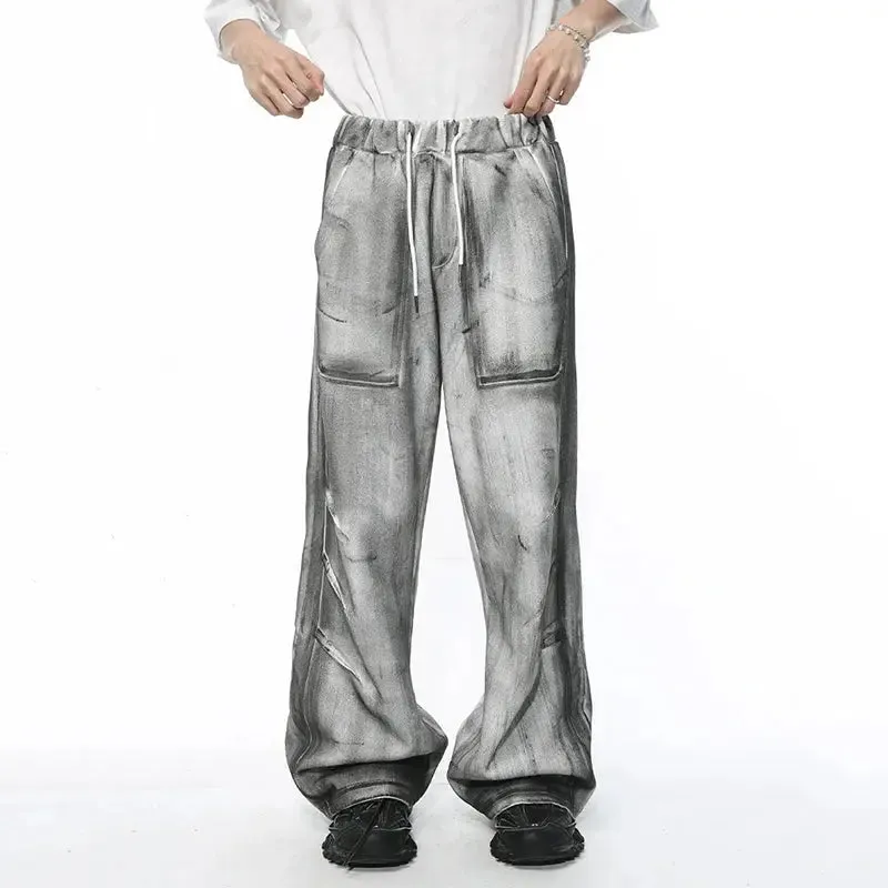 Gray Washed Destroyed Baggy Sweatpants
