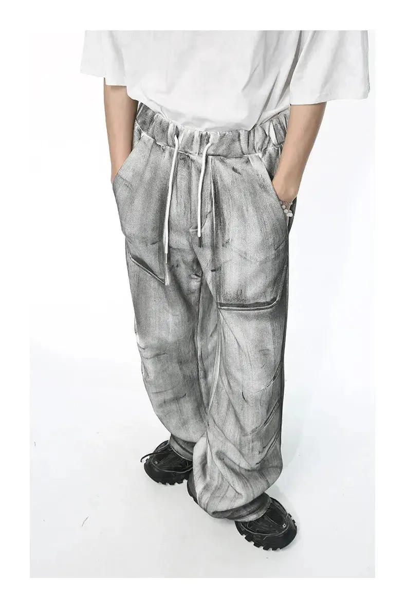 Gray Washed Destroyed Baggy Sweatpants