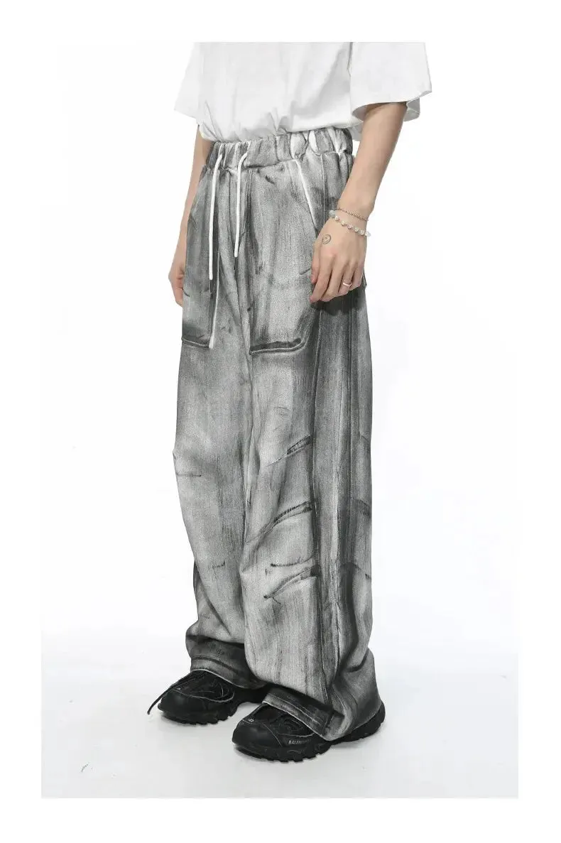 Gray Washed Destroyed Baggy Sweatpants