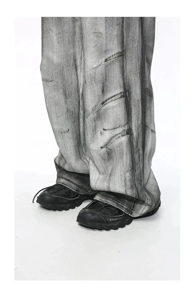 Gray Washed Destroyed Baggy Sweatpants