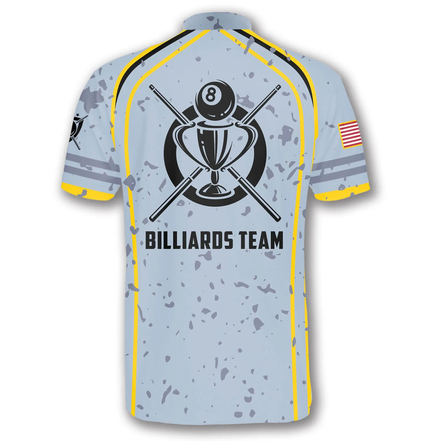 Grey Black Grunge Style Custom Billiard Jerseys for Men, 8 Ball Billiard Shirt
