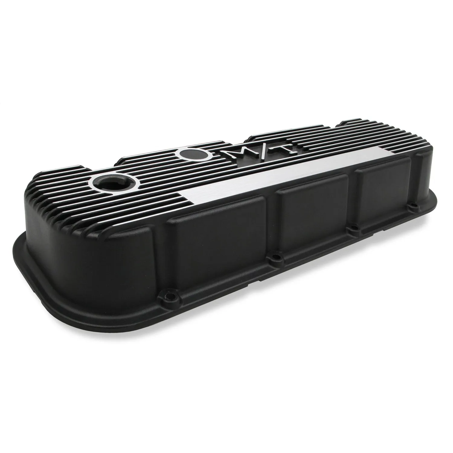 Holley M/T Short Valve Cover - M/T Logo - Black Wrinkle Paint - Big Block Chevy - Pair