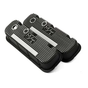 Holley M/T Short Valve Cover - M/T Logo - Black Wrinkle Paint - Big Block Chevy - Pair