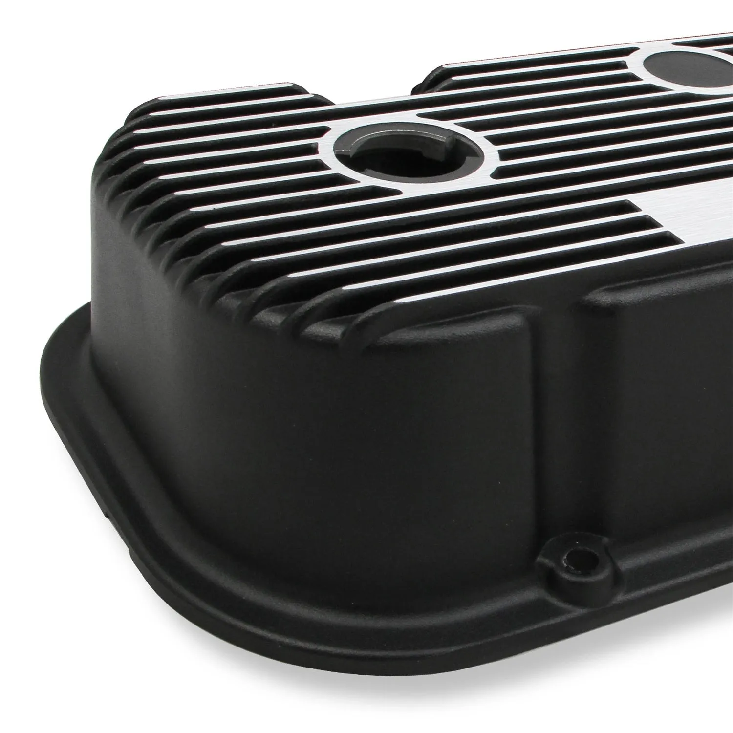 Holley M/T Short Valve Cover - M/T Logo - Black Wrinkle Paint - Big Block Chevy - Pair