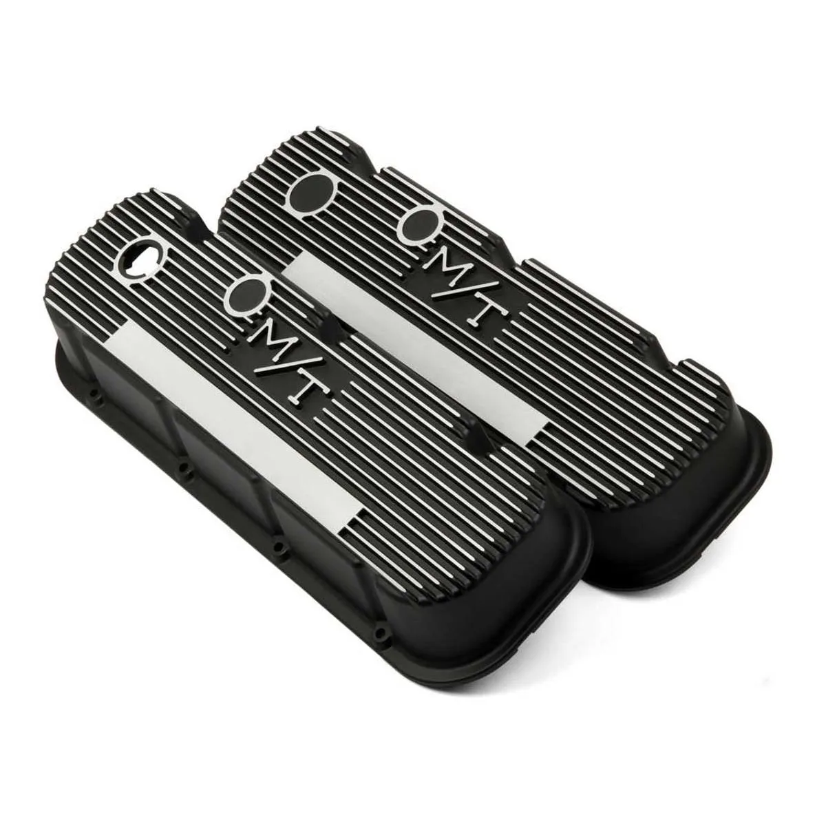 Holley M/T Short Valve Cover - M/T Logo - Black Wrinkle Paint - Big Block Chevy - Pair