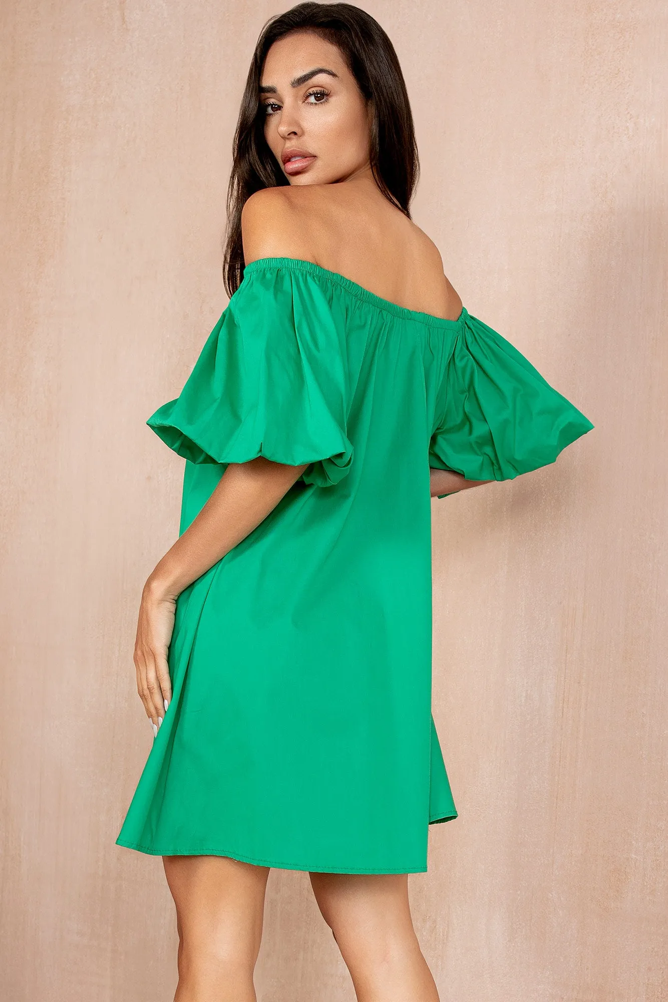 Ingrid Green Bardot Dress