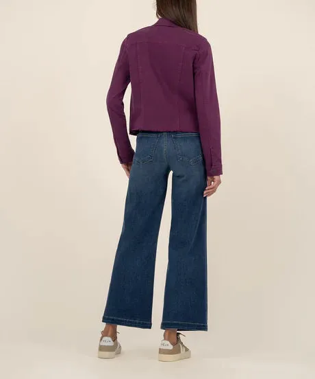 Kara Jacket with Frayed Hem in Mulberry