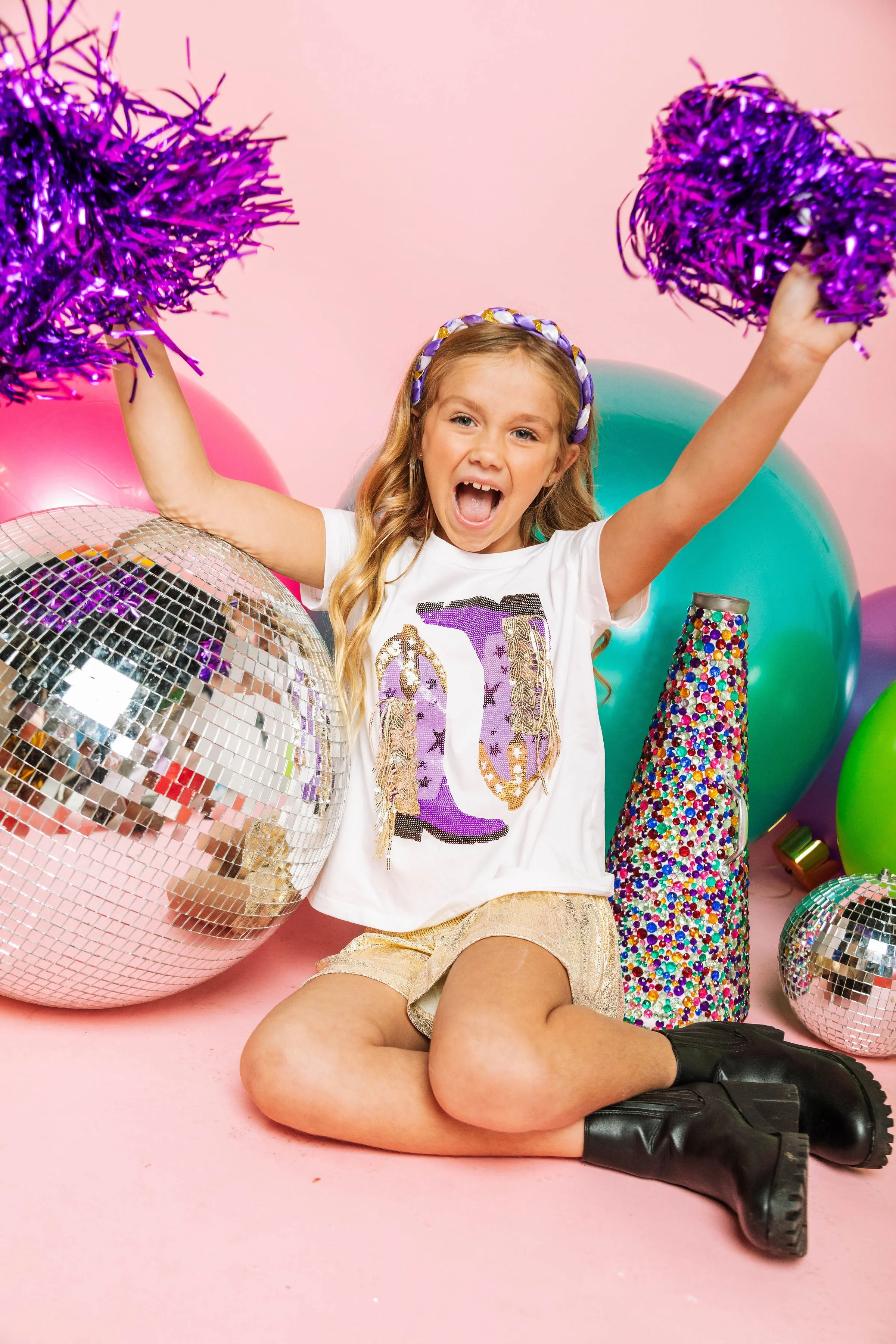 Kids White Gold Swing Shorts